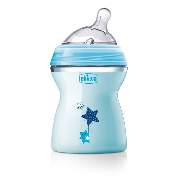 Chicco Natural Feeling Πλαστικό Μπιμπερό με Θηλή Σιλικόνης Μέτριας Ροής Σιέλ 2m+ 250ml 1τμχ