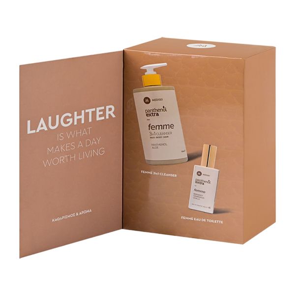 Panthenol Extra Limited Edition Laughter Set με Femme 3 σε 1 Καθαριστικό Προσώπου, Σώματος, Μαλλιών 500 ml & Femme Eau De Toilette 50 ml
