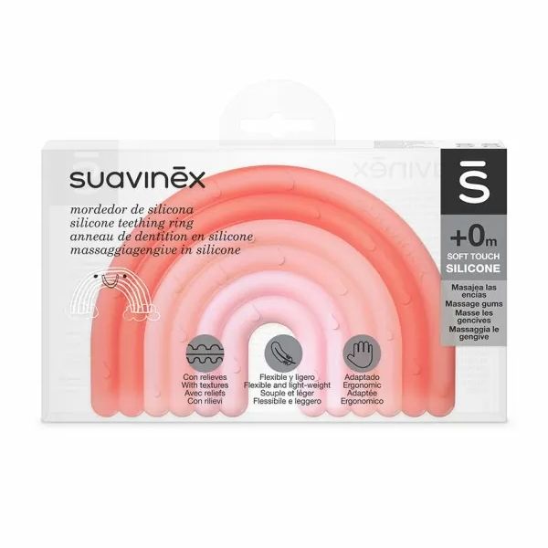Suavinex Μασητικός Κρίκος Οδοντοφυΐας Rainbow Pink 0m+ 1 τμχ