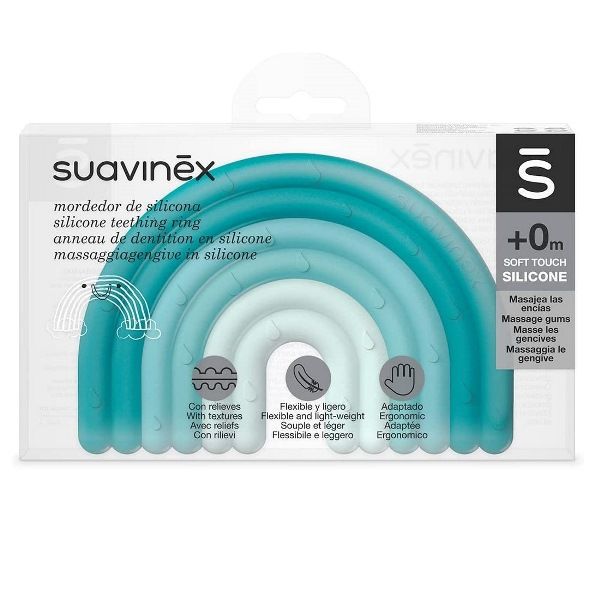 Suavinex Μασητικός Κρίκος Οδοντοφυΐας Rainbow Blue 0m+ 1 τμχ