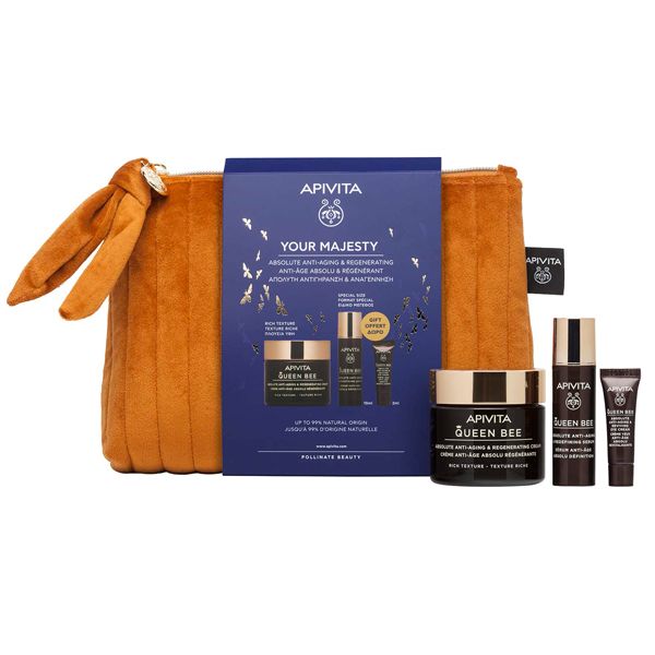 Apivita Your Majesty Queen Bee Set με Κρέμα Ημέρας Πλούσιας Υφής 50 ml & Δώρο Ορός 10 ml και Κρέμα Ματιών 2 ml