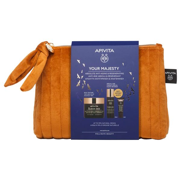 Apivita Your Majesty Queen Bee Set με Κρέμα Ημέρας Πλούσιας Υφής 50 ml & Δώρο Ορός 10 ml και Κρέμα Ματιών 2 ml
