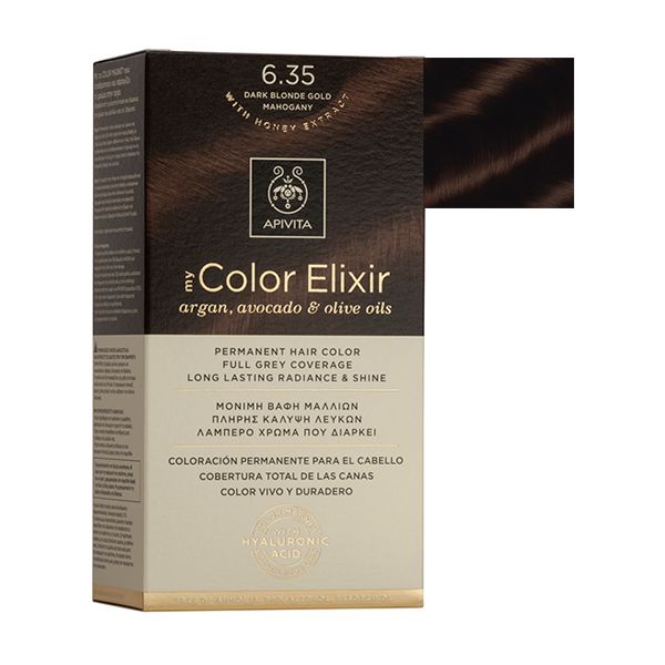 Apivita My Color Elixir Μόνιμη Βαφή Μαλλιών 6.35 Ξανθό Σκούρο Μελί Μαονί