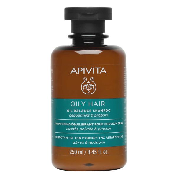 Apivita Oily Hair Σαμπουάν για τη Ρύθμιση της Λιπαρότητας με Μέντα και Πρόπολη 250 ml