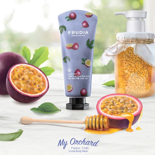 Frudia My Orchard Passion Fruit Body Scrub & Wash Αφρόλουτρο & Scrub Σώματος με Εκχύλισμα Passion Fruit 200ml