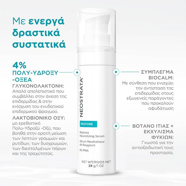 Neostrata Restore Redness Neutralizing Serum Ενυδατικός & Καταπραϋντικός Ορός Προσώπου για την Ευαίσθητη Επιδερμίδα 29 gr