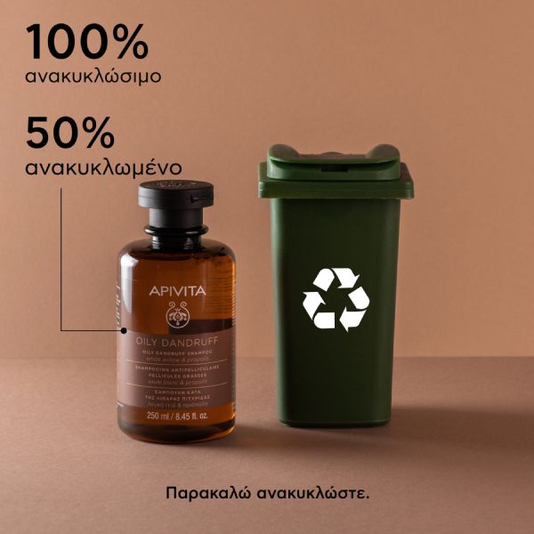 Apivita Oily Dandruff Σαμπουάν Κατά της Λιπαρής Πιτυρίδας με Λευκή Ιτιά και Πρόπολη 250 ml