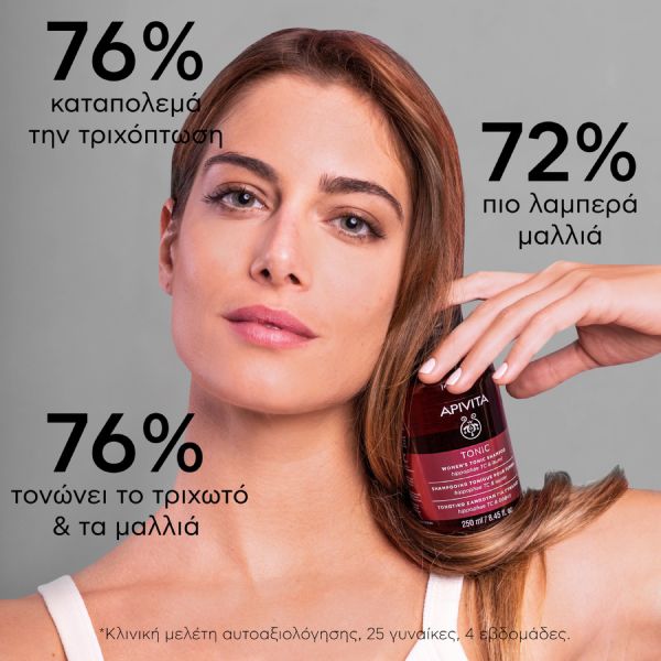 Apivita Τονωτικό Σαμπουάν Κατά της Τριχόπτωσης για Γυναίκες με Hippophae TC και Δάφνη 250 ml