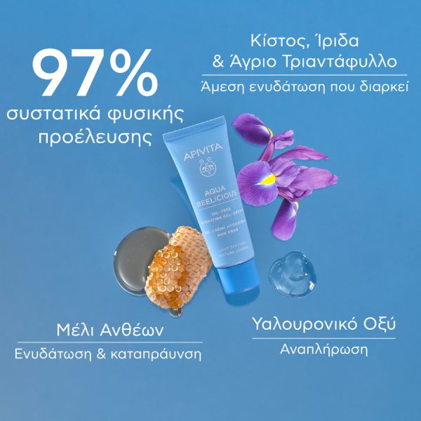 Apivita Aqua Beelicious Oil-Free Κρέμα-Τζελ Ενυδάτωσης Προσώπου Ελαφριάς Υφής με Λουλούδια και Μέλι 40 ml
