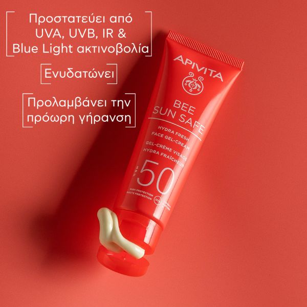 Apivita Bee Sun Safe Αντηλιακή Ενυδατική Κρέμα Τζελ Προσώπου με Θαλάσσια Φύκη και Πρόπολη Spf50 50 ml