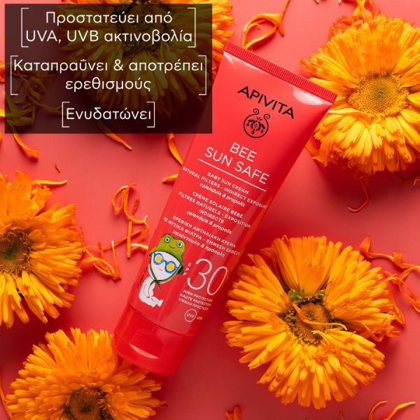 Apivita Bee Sun Safe Βρεφική Αντηλιακή Κρέμα Προσώπου και Σώματος με Φυσικά Φίλτρα με Καλέντουλα και Πρόπολη Spf30 100 ml