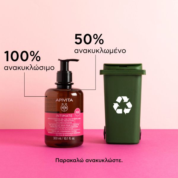 Apivita Intimate Plus Απαλό Τζελ Καθαρισμού για την Ευαίσθητη Περιοχή για Επιπλέον Προστασία με Tea Tree και Πρόπολη 300 ml