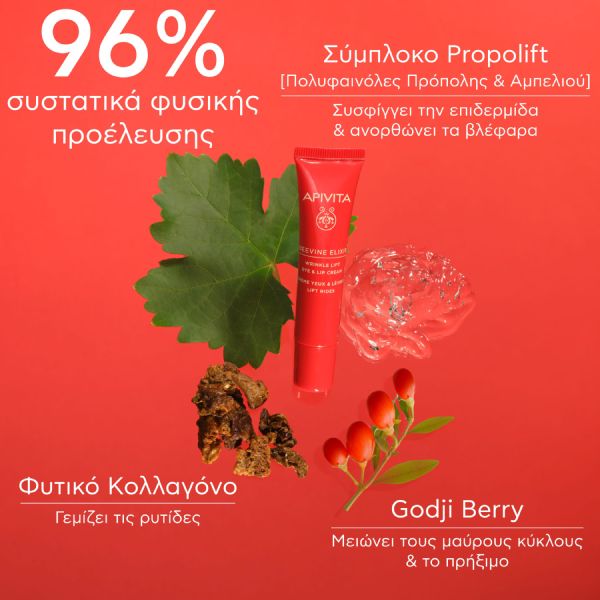 Apivita Beevine Elixir Αντιρυτιδική Κρέμα Lifting για Μάτια και Χείλη με Σύμπλοκο Prοpolift και Φυτικό Κολλαγόνο 15 ml
