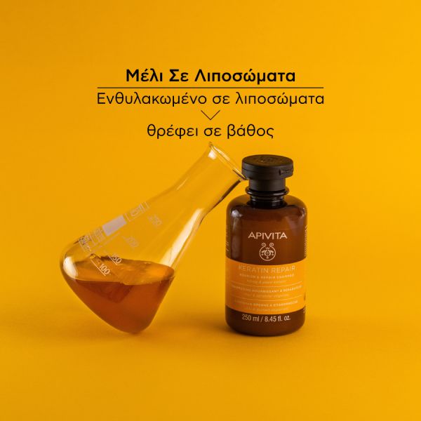 Apivita Keratin Repair Σαμπουάν Θρέψης και Επανόρθωσης για Ξηρά, Ταλαιπωρημένα Μαλλιά με Μέλι και Φυτική Κερατίνη 250 ml
