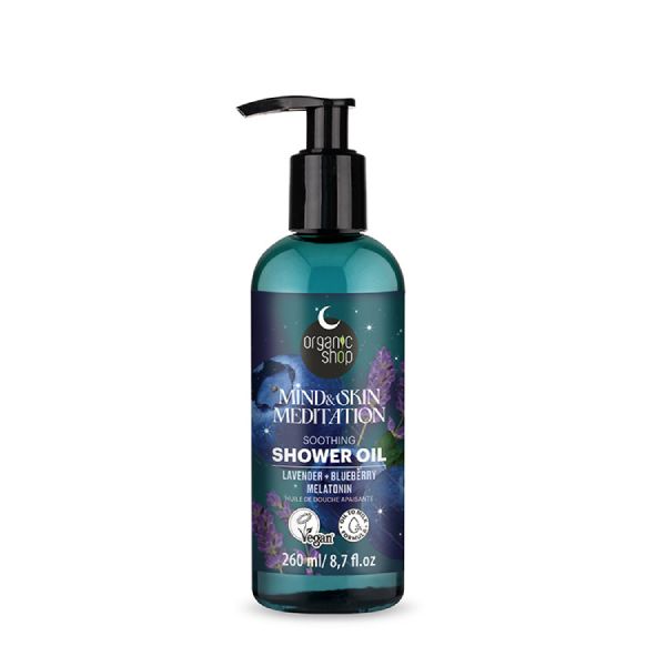 Organic Shop Mind and Skin Meditation Dreamy Night Χαλαρωτικό Λάδι Ντους με Λεβάντα, Blueberry & Μελατονίνη 260 ml