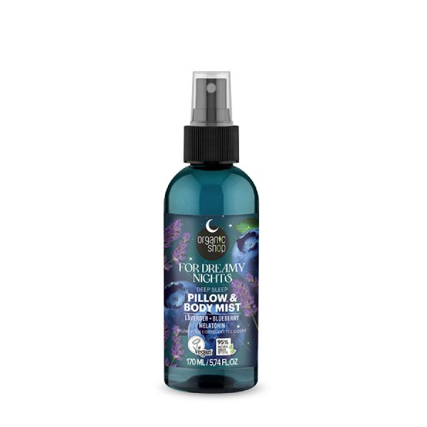 Organic Shop for Dreamy Nights Χαλαρωτικό Mist Σώματος και Μαξιλαριού με Λεβάντα, Blueberry & Μελατονίνη για Βαθύ Ύπνο 170 ml