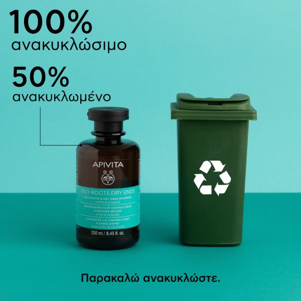Apivita Oily Roots Dry Ends Σαμπουάν Εξισορρόπησης για Λιπαρές Ρίζες και Ξηρές Άκρες με Τσουκνίδα και Πρόπολη 250 ml