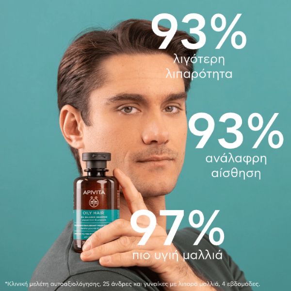Apivita Oily Hair Σαμπουάν για τη Ρύθμιση της Λιπαρότητας με Μέντα και Πρόπολη 250 ml