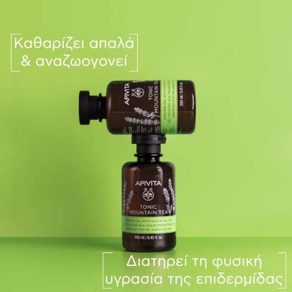 Apivita Tonic Mountain Tea Αφρόλουτρο με Τσάι του Βουνού και Αιθέρια Έλαια 250 ml