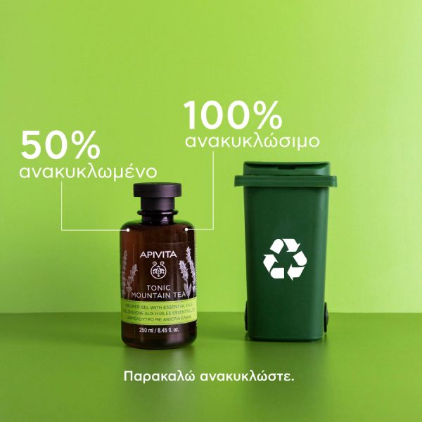 Apivita Tonic Mountain Tea Αφρόλουτρο με Τσάι του Βουνού και Αιθέρια Έλαια 250 ml