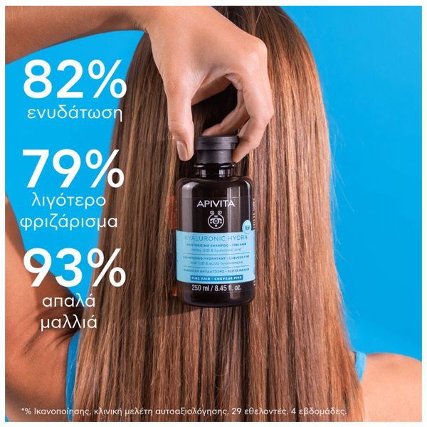 Apivita Hyaluronic Hydra Ενυδατικό Σαμπουάν για Λεπτά Μαλλιά 75 ml Travel size