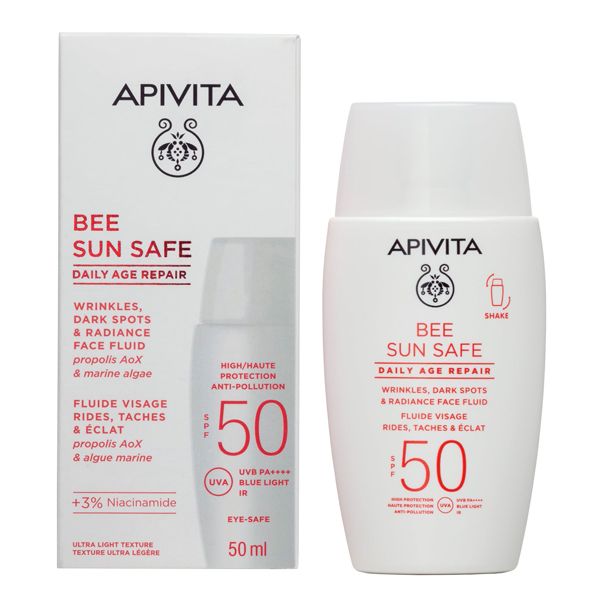 Apivita Bee Sun Safe Daily Age Repair Dry Touch Λεπτόρρευστη Αντηλιακή Κρέμα Προσώπου κατά των Πανάδων & Ρυτίδων Spf50 50 ml