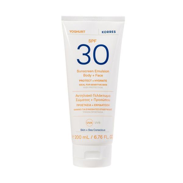 Korres Yoghurt Αντηλιακό Γαλάκτωμα Σώματος, Προσώπου Spf30 200 ml