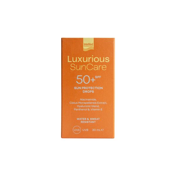 Luxurious Suncare Protection Drops Λεπτόρρευστο Αντηλιακό Γαλάκτωμα Προσώπου Spf50+ 30 ml
