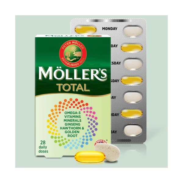 Moller's Total Ολοκληρωμένο Συμπλήρωμα Διατροφής Ωμέγα 3, Βιταμινών & Μετάλλων 28caps + 28tabs