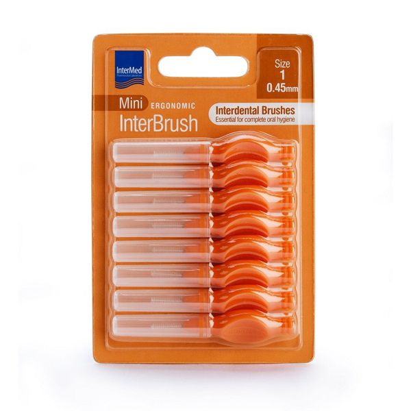 Intermed Ergonomic InterBrush Mini Μεσοδόντια Βουρτσάκια 0.45mm Πορτοκαλί 8 τμχ