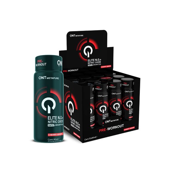 QNT Metapure Pre-workout Elite N.O.+ Nitric Oxide Rapid Absorption Συμπλήρωμα Διατροφής για Μυϊκή Διέγερση με Γεύση Cherry-Grape 80 ml
