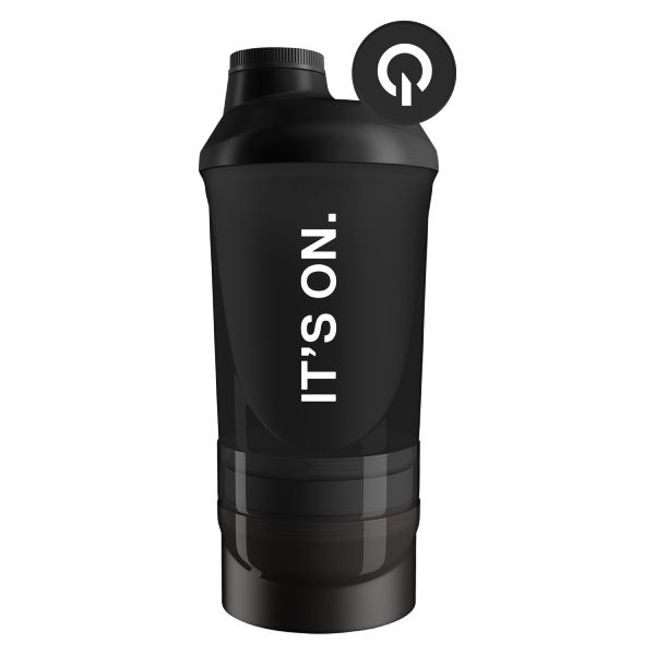 QNT It's on Πλαστικό Shaker Ανάμειξης Ροφημάτων με 2 Θήκες Αποθήκευσης σε Χρώμα Black Smoke 600 + 350 ml