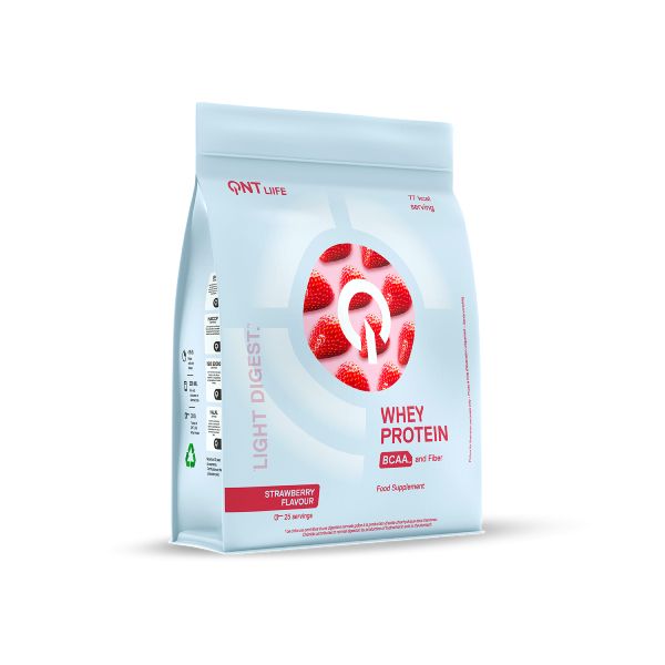 QNT Liife Whey Protein BCAA and Fiber Light Digest Πρωτεΐνη Ορού Γάλακτος και Φυτικές Ίνες με Γεύση Strawberry 500 gr
