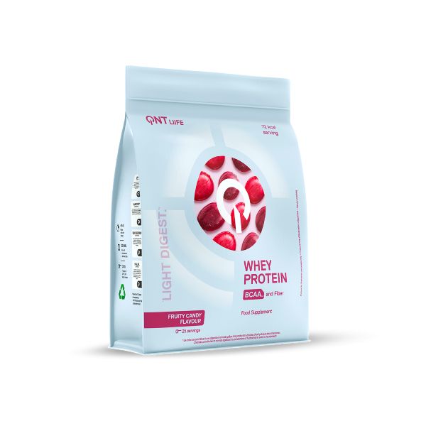 QNT Liife Whey Protein BCAA and Fiber Light Digest Πρωτεΐνη Ορού Γάλακτος και Φυτικές Ίνες με Γεύση Fruity Candy 500 gr