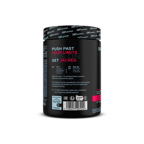 QNT Metapure Pre-workout Overdrive Συμπλήρωμα Διατροφής για Συγκέντρωση και Δύναμη με Γεύση Wild Cherry Lime 390 gr