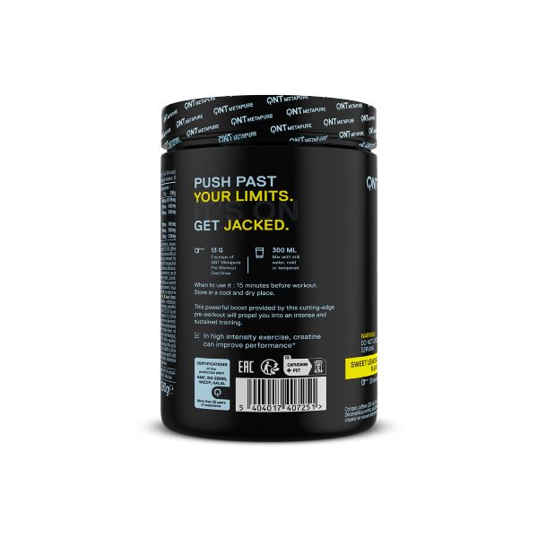 QNT Metapure Pre-workout Overdrive Συμπλήρωμα Διατροφής για Συγκέντρωση και Δύναμη με Γεύση Sweet Lemonade 390 gr