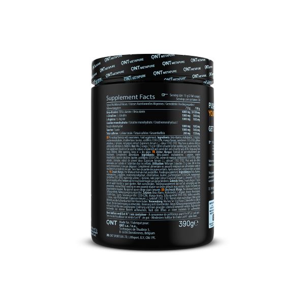 QNT Metapure Pre-workout Overdrive Συμπλήρωμα Διατροφής για Συγκέντρωση και Δύναμη με Γεύση Mango Massacre 390 gr