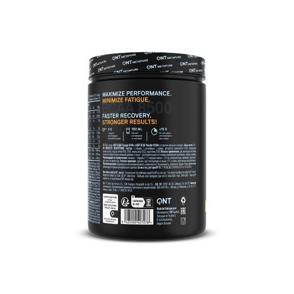 QNT Metapure BCAA 8500 Micronized 2:1:1 Συμπλήρωμα Διατροφής για Μυϊκή Συντήρηση και Απόδοση με Γεύση Orange 350 gr