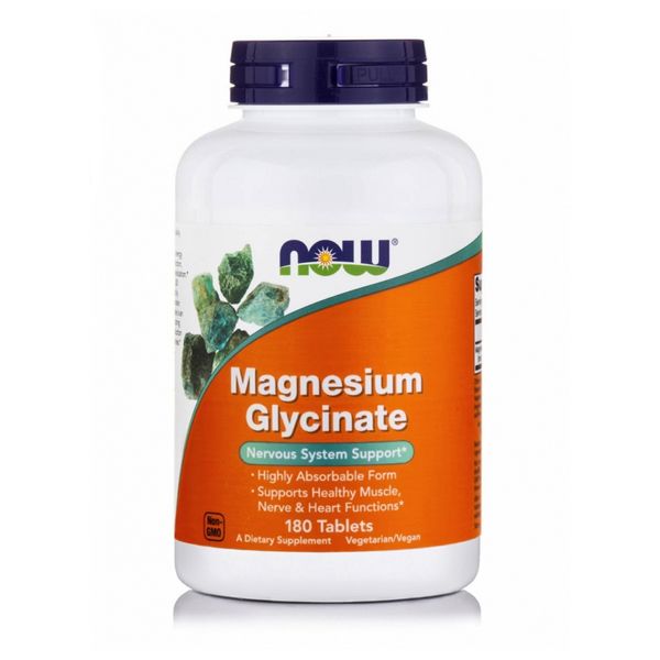 Now Magnesium Glycinate Συμπλήρωμα Διατροφής για Υποστήριξη Νευρικού Συστήματος 180 ταμπλέτες