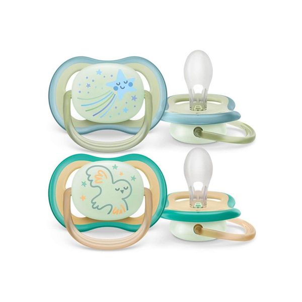Avent Ultra Air Nightime Πιπίλα Σιλικόνης Νυκτός (SCF376/18) 0-6m 2 τμχ