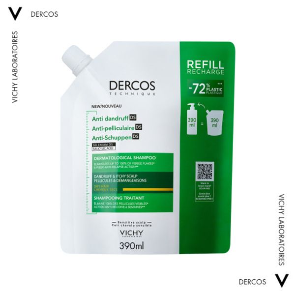 Vichy Dercos Anti-Dandruff DS Eco Refill Αντιπιτυριδικό Σαμπουάν για Ξηρά Μαλλιά Ανταλλακτικό 390 ml