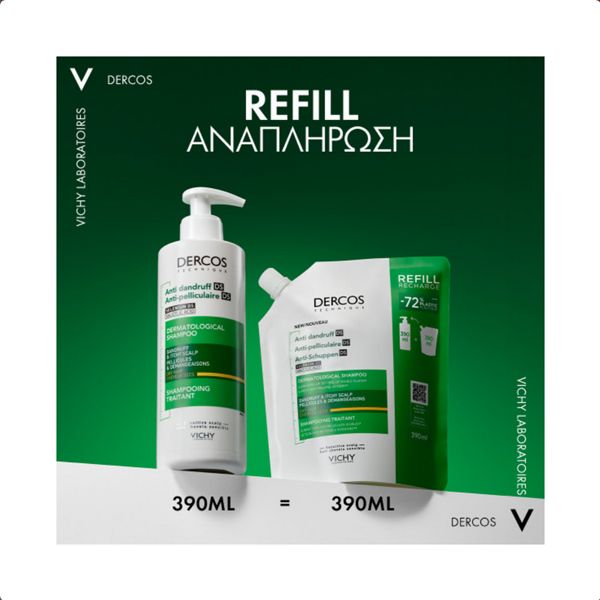Vichy Dercos Anti-Dandruff DS Eco Refill Αντιπιτυριδικό Σαμπουάν για Ξηρά Μαλλιά Ανταλλακτικό 390 ml