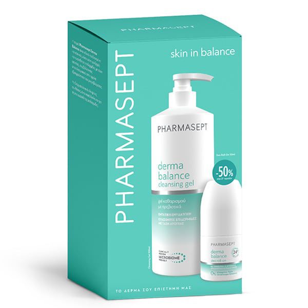 Pharmasept Skin in Balance Set με Derma Balance Gel Καθαρισμού 500 ml & Αποσμητικό Roll-On 50 ml -50% στο 2ο Προϊόν Pharmasept Skin in Balance Set με Derma Balance Gel Καθαρισμού 500 ml & Αποσμητικό Roll-On 50 ml -50% στο 2ο Προϊόν
