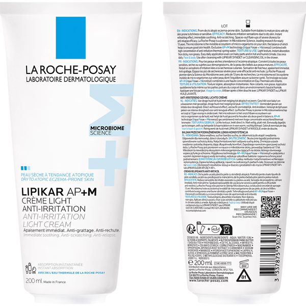 La Roche-Posay Lipikar Light Cream AP+M Μαλακτική Ελαφριά Κρέμα για το Ξηρό, Ατοπικό Δέρμα 200 ml