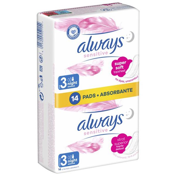 Always Ultra Sensitive Night Σερβιέτες No3 14 τμχ