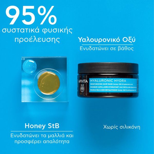 Apivita Hyaluronic Hydra Μάσκα Μαλλιών Ενυδάτωσης με Υαλουρονικό Οξύ 200 ml