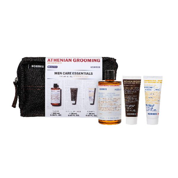 Korres Set με Men Care Athenian Grooming Bergamot & Leather Eau de Cologne 100 ml, Αντιγηραντική Κρέμα Προσώπου & Ματιών 20 ml, Gel Καθαρισμού για Πρόσωπο & Γένια 20 ml