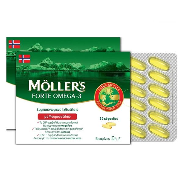 Moller's Forte Omega-3 Ιχθυέλαιο & Μουρουνέλαιο 30 κάψουλες