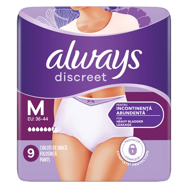 Always Discreet Pants Plus Εσώρουχα για την Ακράτεια No6 Medium 9 τμχ