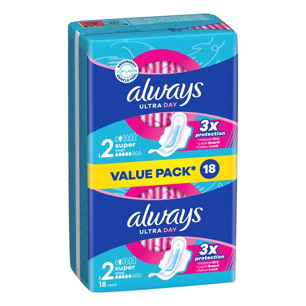 Always Value Pack Ultra Day Super Σερβιέτες No2 18 τμχ